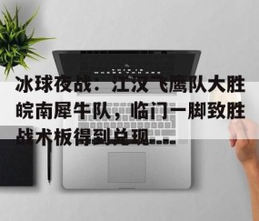 关于冰球夜战：江汉飞鹰队大胜皖南犀牛队，临门一脚致胜战术板得到兑现的信息-开云中国网站